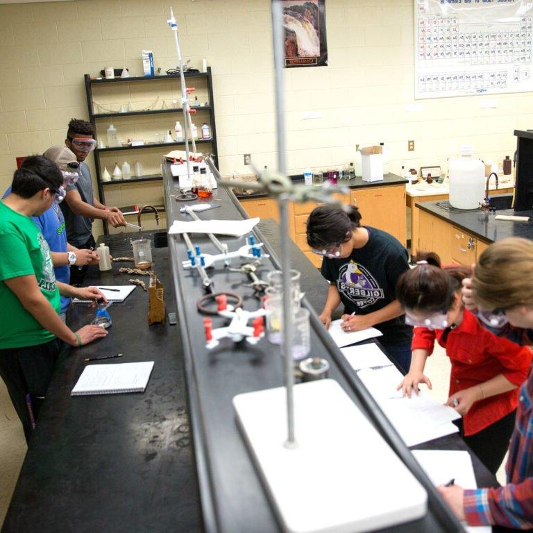 Photo of student doing lab exercises in lab room.